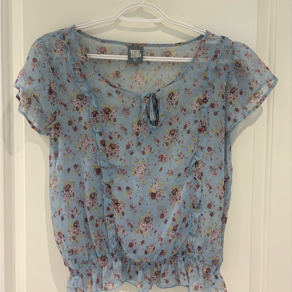 Light Blue Floral Blouse